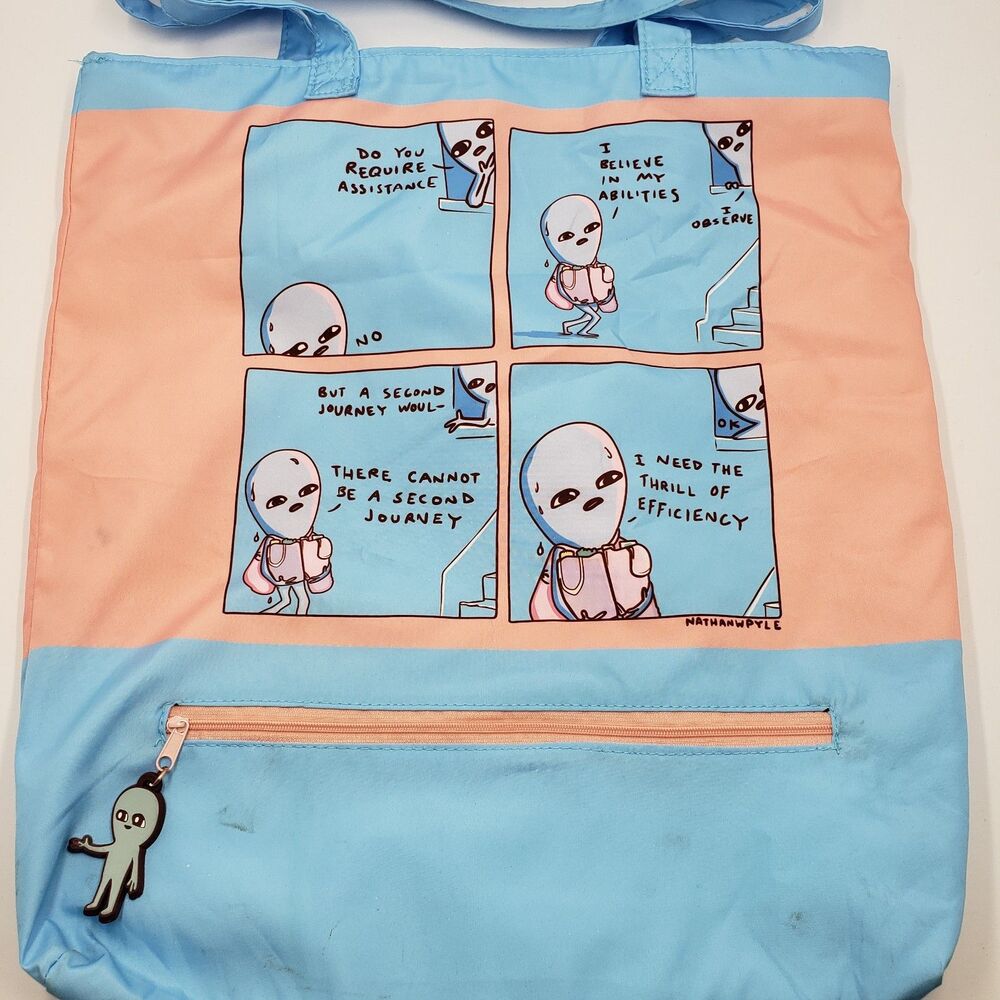 Strange Planet Zip Tote Bag Blue Pink Aliens Nathan W Pyle Thrill Keychain